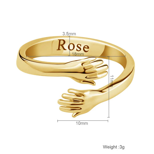 2pcs per lot Hug Ring Custom Name Ring Open Cuff  Ring