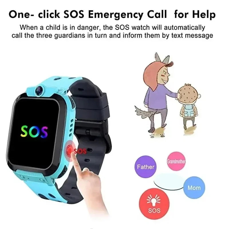 Lenovo 2026 New 5G Waterproof Kids Smart Watch SOS GPS Location Sim Card Call Camera Child Watch Gift for Boys Girls iOS Android