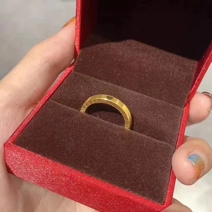 9999 24K real goldING series Love you lifetime love clock ring couple ring Male ring index finger ring female gold wedding ring