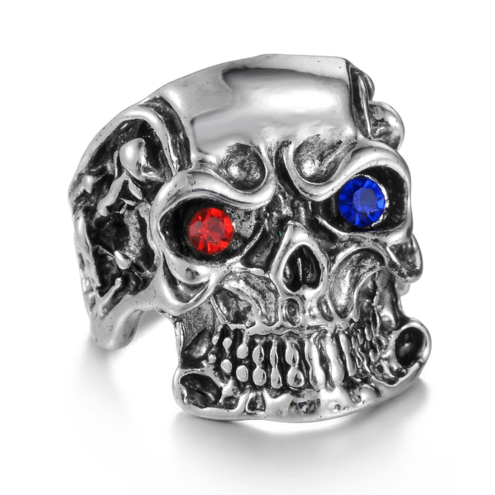 Vintage Silver Color Exaggerated Skeleton Hug Ring for Men Women Punk Adjustable Opening Ring Retro Jewelry Gift Dropshipping