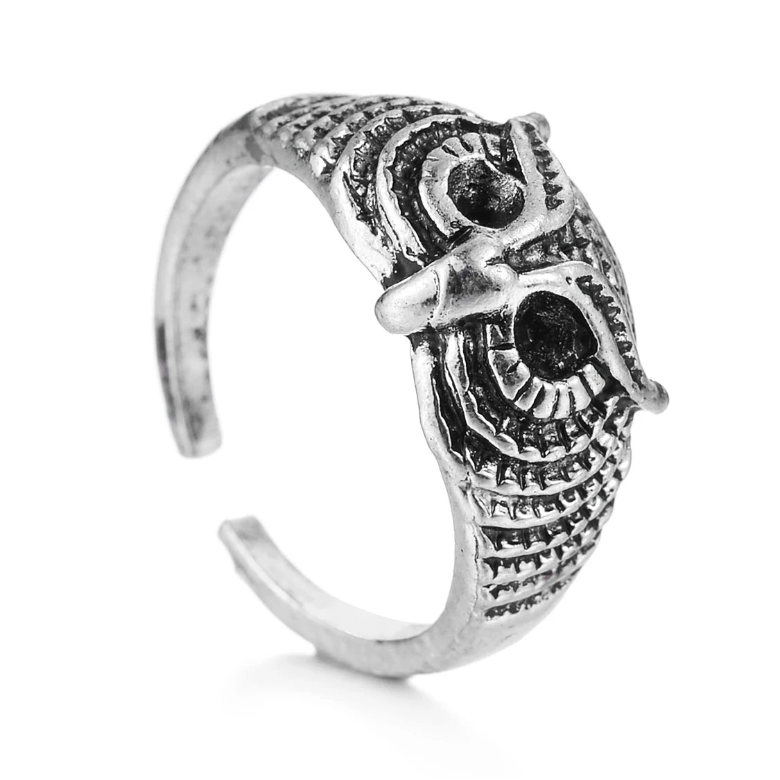 Vintage Silver Color Exaggerated Skeleton Hug Ring for Men Women Punk Adjustable Opening Ring Retro Jewelry Gift Dropshipping