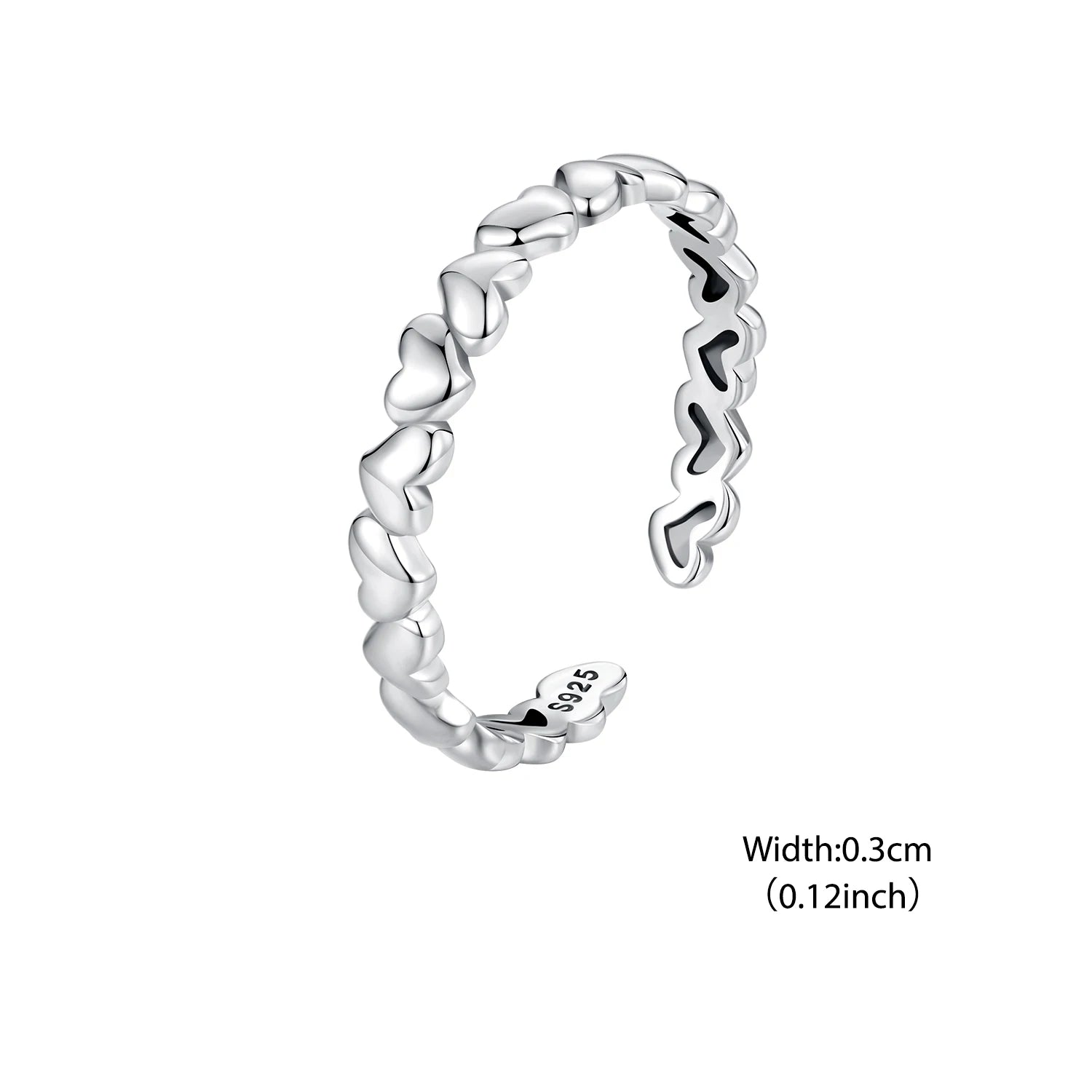 Bamoer Original 925 Sterling Silver Heart Hug Ring Love Star Open Rings Simple  For Women Anniversary Party Gift Fine Jewelry
