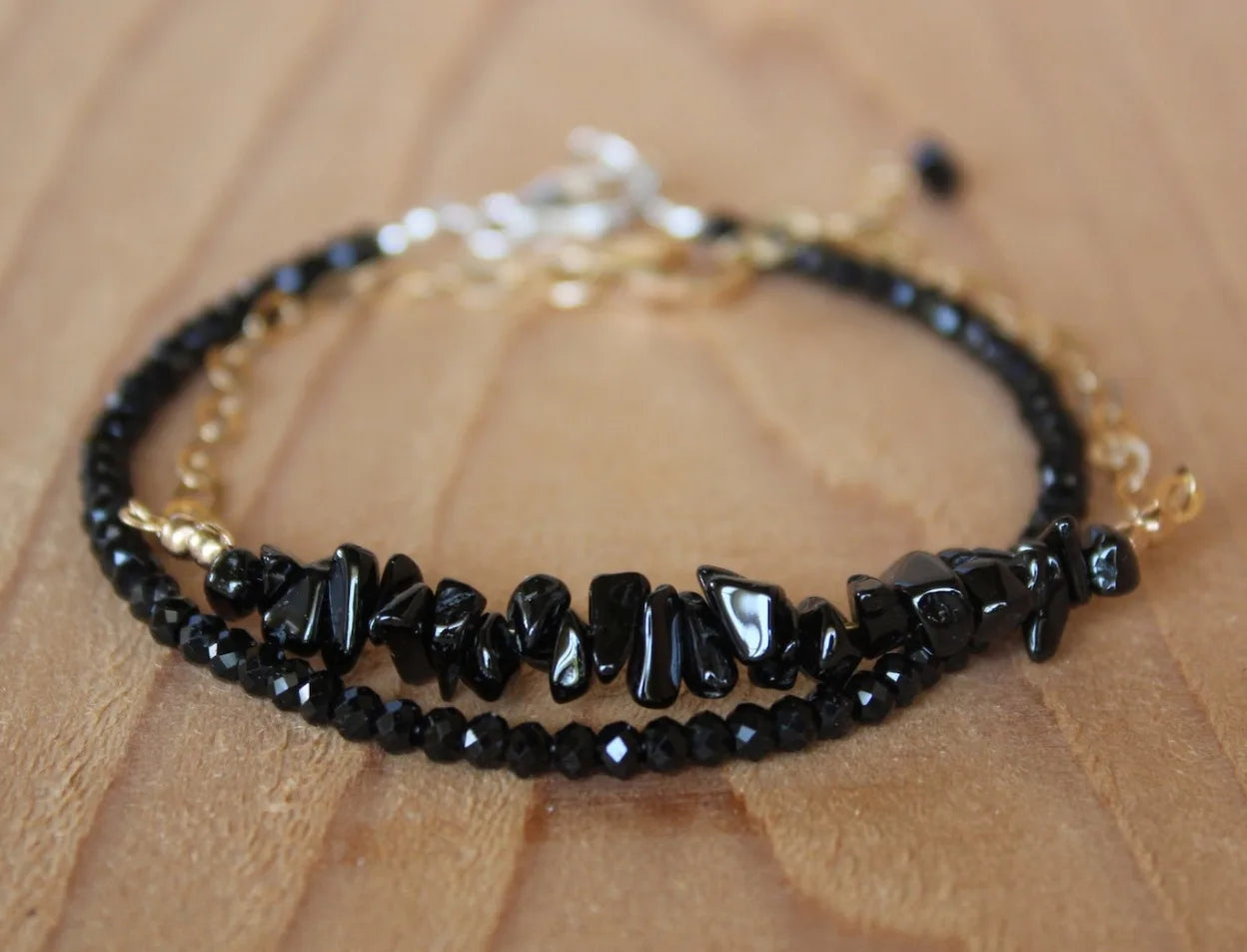 Sleeping Beauty Turquoise Bracelet, Black Spinel Bracelet, Birthstone Bracelet, Beaded Gemstone Bracelet
