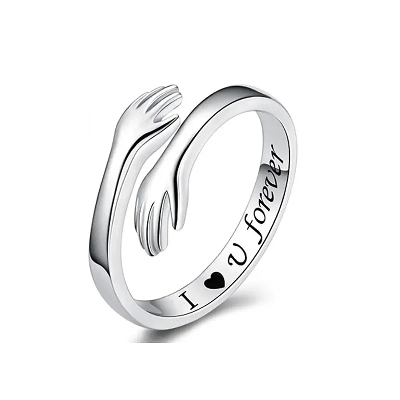 Romantic Hug Ring Silver Plated I Love You Forever Hugging Rings For Women Valentines Day Gift