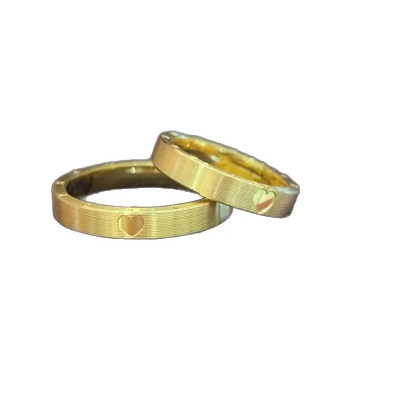 9999 24K real goldING series Love you lifetime love clock ring couple ring Male ring index finger ring female gold wedding ring