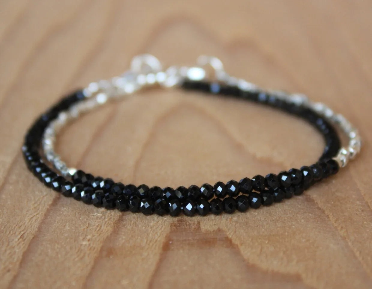 Sleeping Beauty Turquoise Bracelet, Black Spinel Bracelet, Birthstone Bracelet, Beaded Gemstone Bracelet