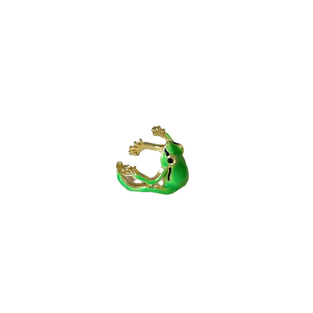 Tree frog ring, green quirky frog ring, niche design, blue frog ring, adjustable ring opening